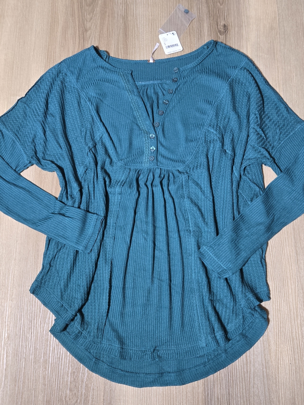 Free People Long-Sleeve Leo Henley In Teal